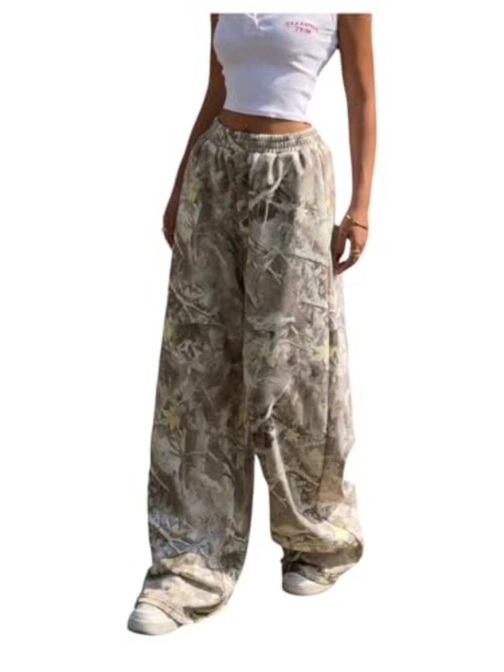 Wide Leg Graphic Elastic Waist Sweatpants with Pockets Women's Lounge Pants